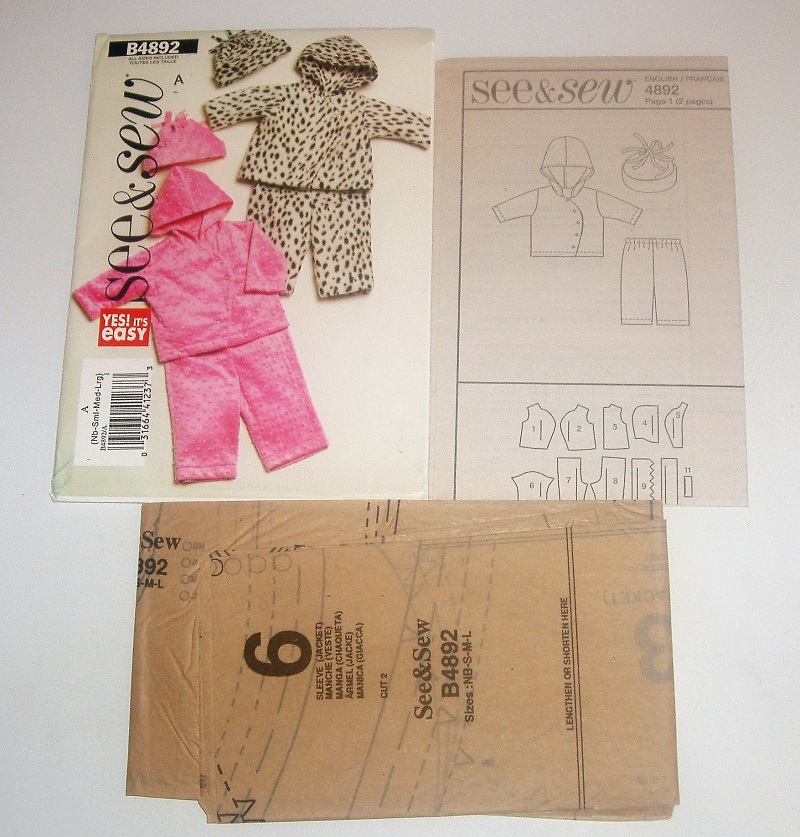 Butterick See & Sew B4892 Infant’s Jacket, Pants & Hat Sewing Pattern – Sizes NB–L – 2006