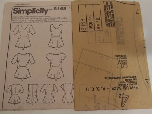 Simplicity 8168 Misses Peplum Top (Sizes 6–14)
