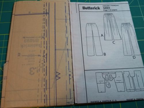 Butterick B5893 Sewing Pattern Misses Loose-Fitting Pants & Shorts Sz XS-M