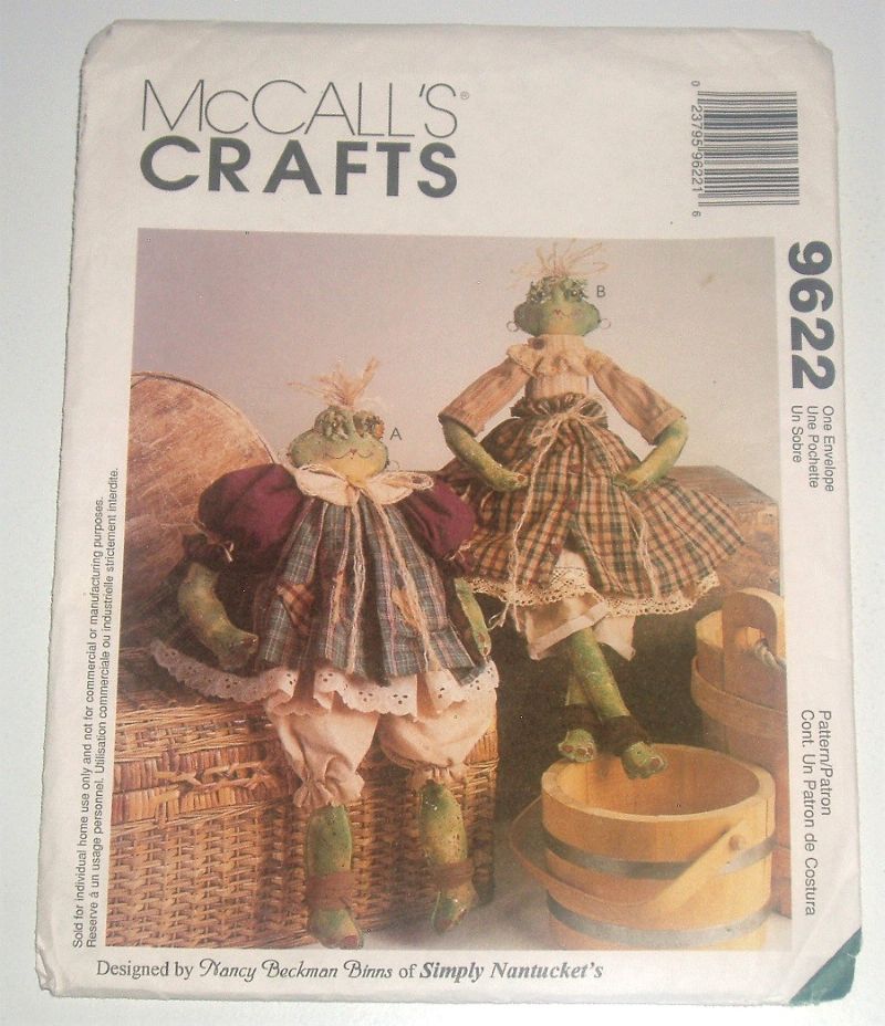 McCall’s 9622 Ribbit Sisters 1998 Craft Sewing Pattern 17" & 22" Frogs with Clothing