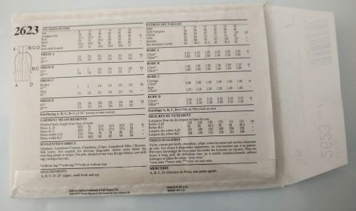 Style 2623 Misses Empire Waist Dress Sewing Pattern Sizes 8-18