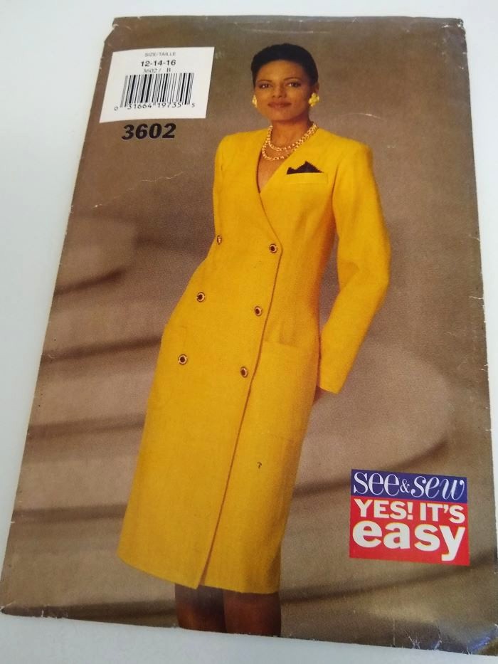 Butterick 3602 See & Sew Sewing Pattern Misses Double-Breasted Dress Sizes 12–16