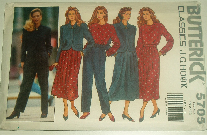 1991 Butterick 5705 Women's Vintage Suit Pattern Sizes 18-22 Plus Size