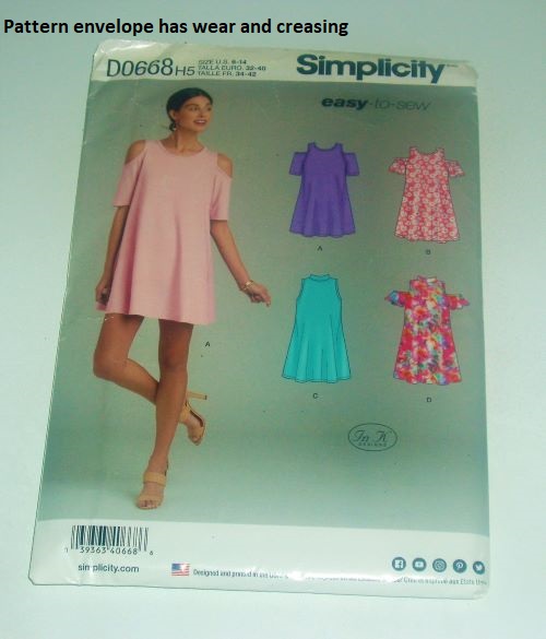 Simplicity D0668 Misses Knit Trapeze Dress (Sizes 6–14 and 14-22)