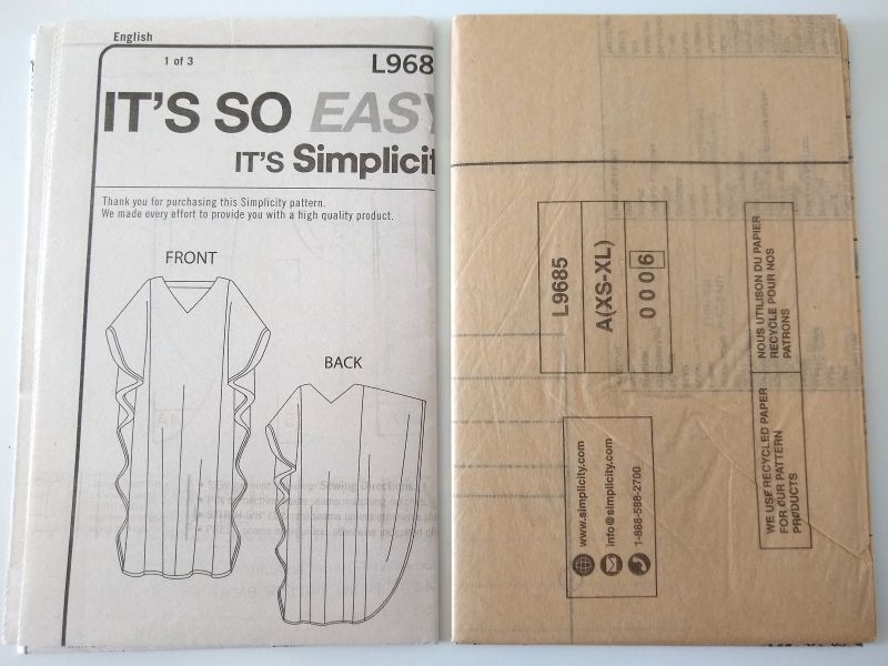 Simplicity L9685 It’s So Easy Misses Caftan Sewing Pattern – XS–XL – 2022