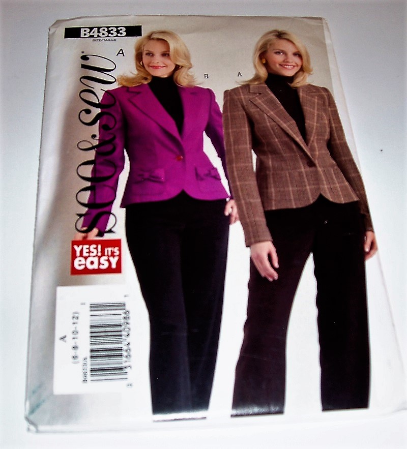 Butterick See & Sew B4833 Misses’ Lined Fitted Jacket Sewing Pattern – Sizes 6–12 – 2006