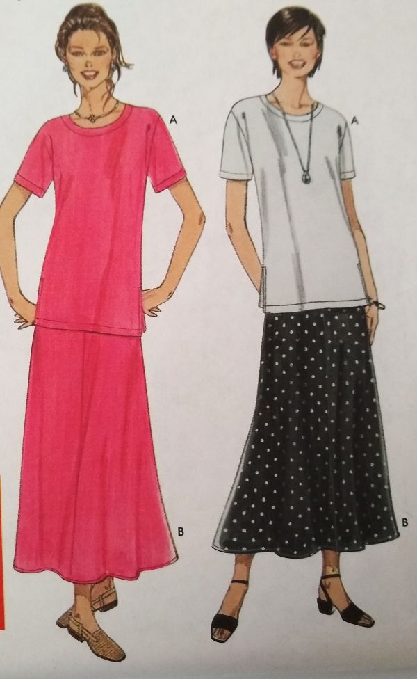 Simplicity 9277 Misses Pullover Knit Top & Pull-On Skirt Sewing Pattern Sizes XS-XL (2000)
