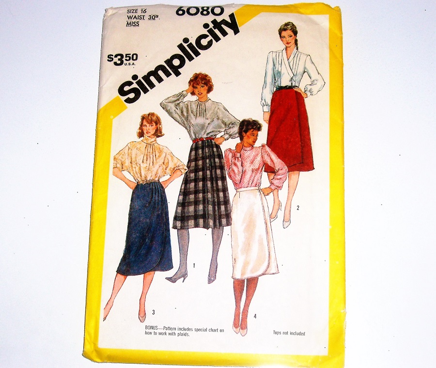 Simplicity 6080 Misses Wrap Skirt Sewing Pattern (Size 16, Waist 30")