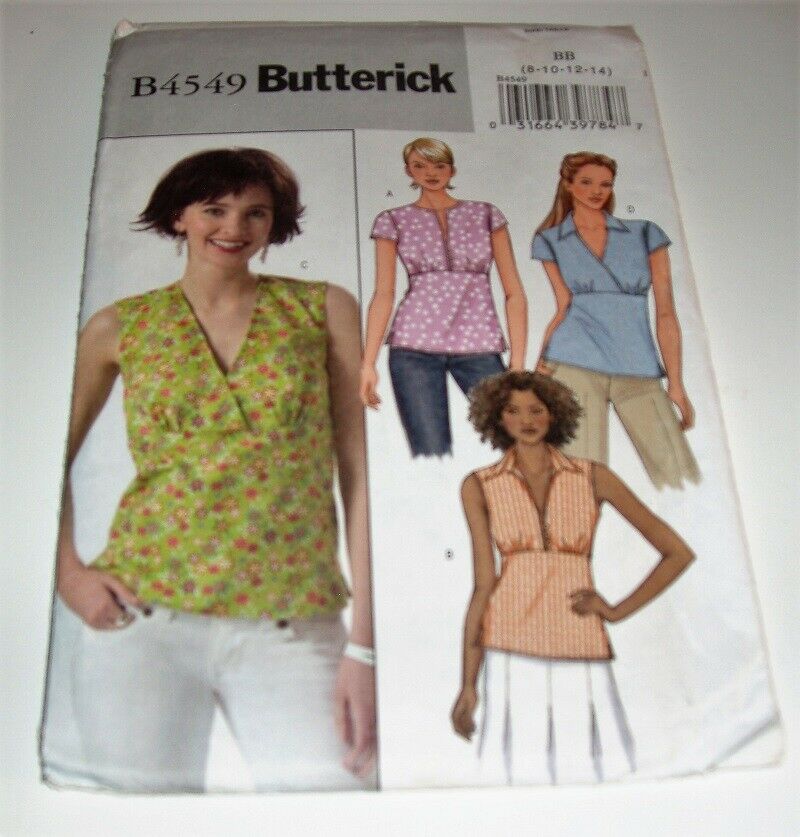 Butterick B4549 Sewing Pattern Misses/Misses Petite Tops Sizes 8-14