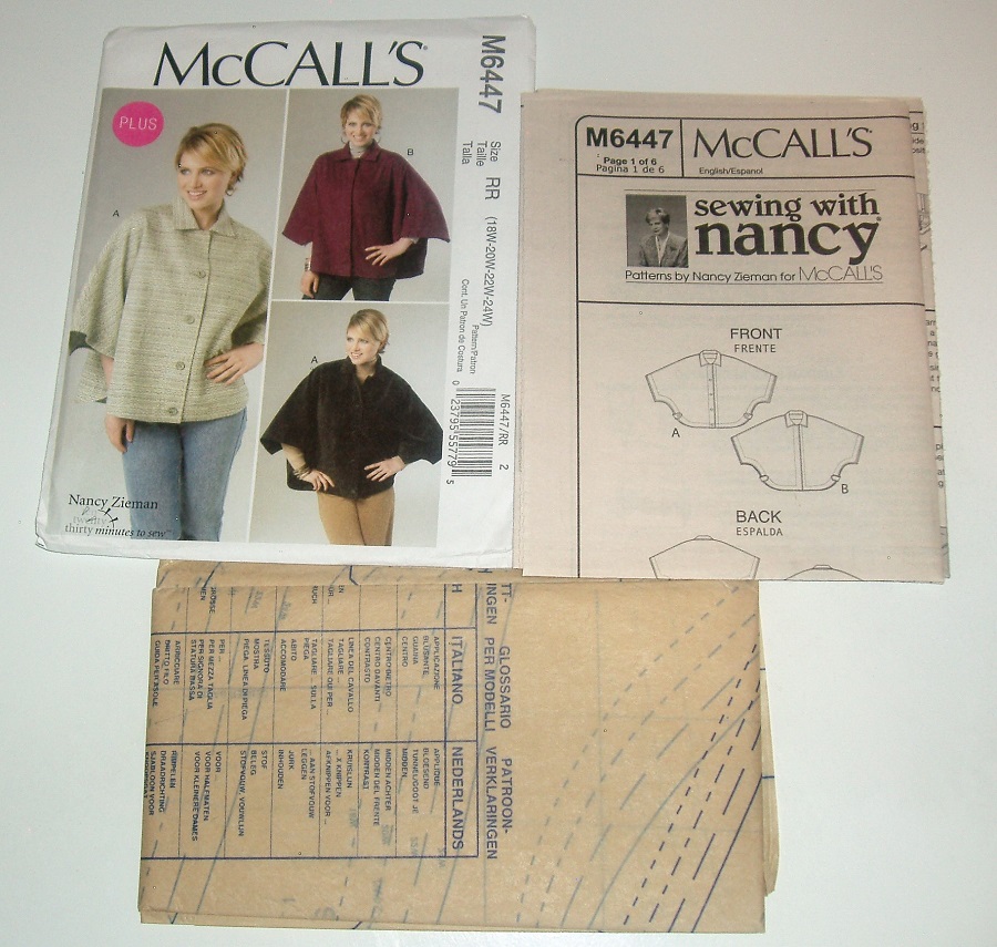 McCall's M6447 Sewing Pattern Misses/Women's Capes Sizes 18W-24W Plus Size