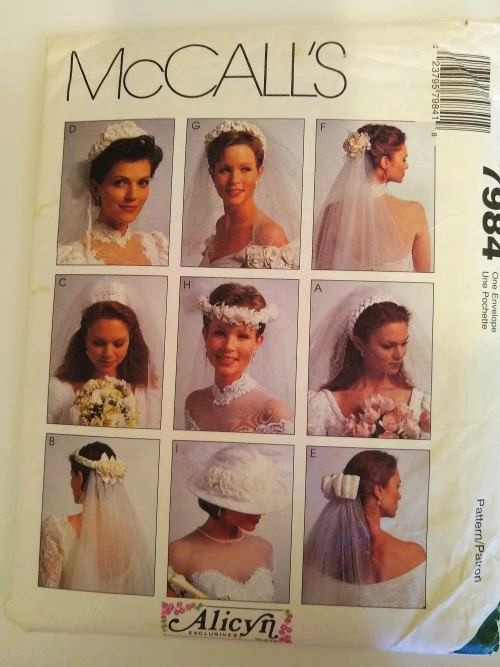 McCall’s 7984 Sewing Pattern Misses Bridal Veils & Hat One Size