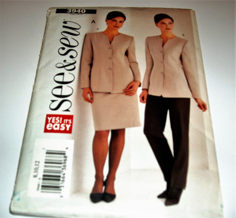 Butterick See & Sew 3940 Women’s Jacket, Skirt & Pants Sewing Pattern Sizes 8-12