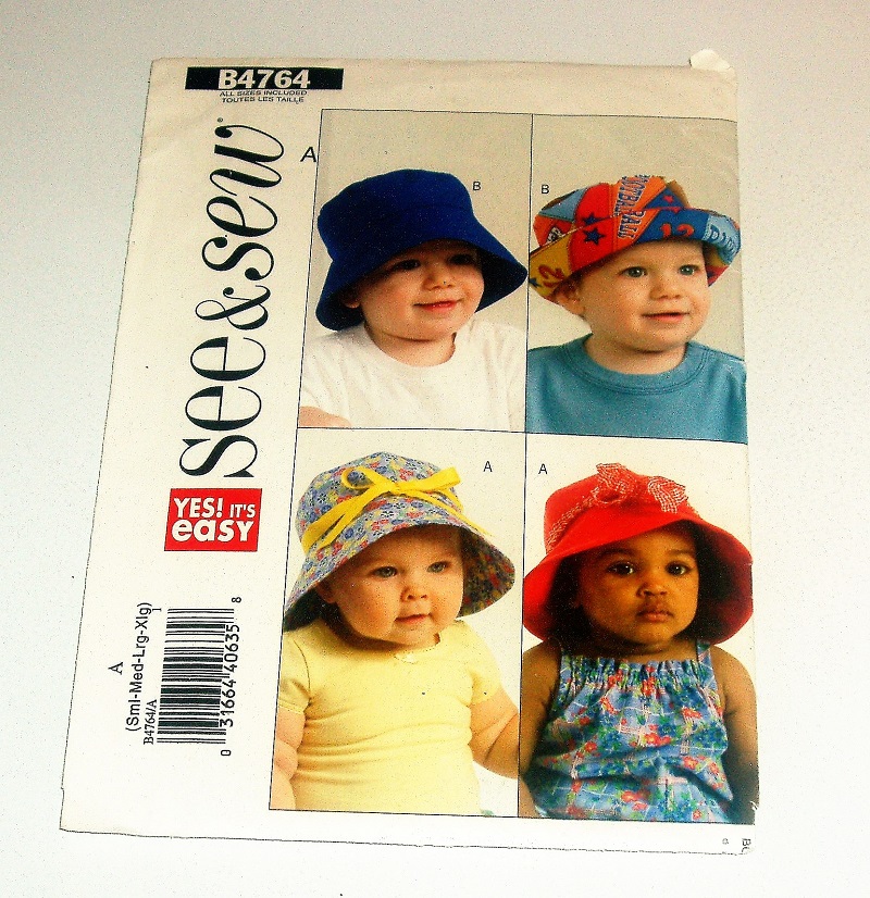 Butterick B4764 See & Sew Sewing Pattern Infant Hats with Brim Sizes S–XL