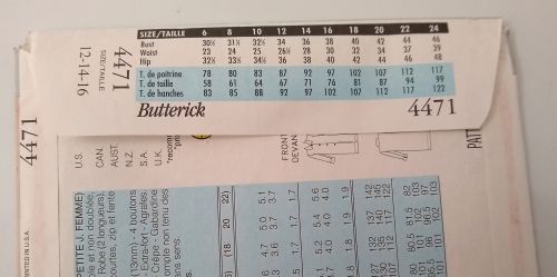 Butterick 4471 Misses Jacket & Dress Sewing Pattern (Sizes 12–16)