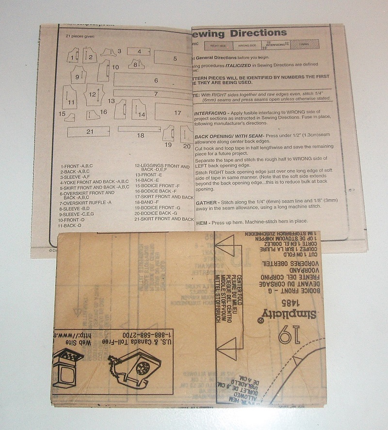 Simplicity 1485 18" Doll Clothes Sewing Pattern Dresses Leggings Top Skirt Doll Wardrobe