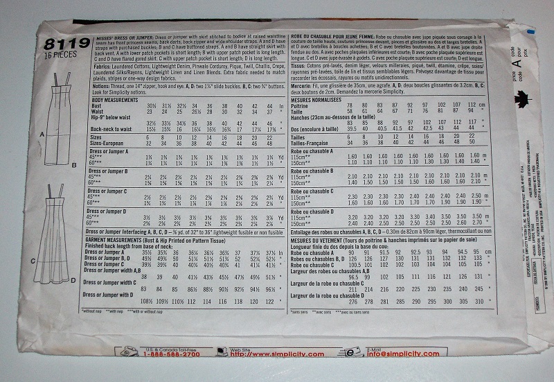 Simplicity 8119 Misses Dress & Jumper Sewing Pattern (Sizes 6–10)