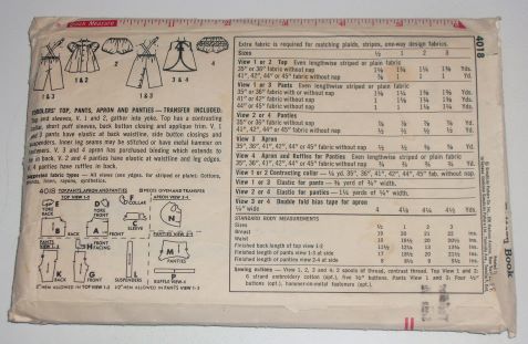 Vintage Simplicity Sewing Pattern 4018