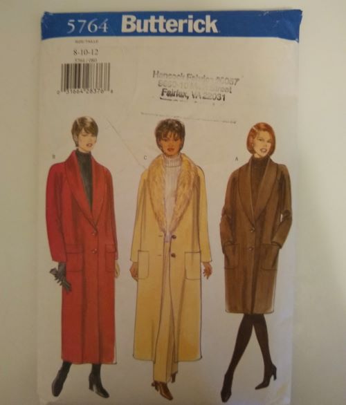 Butterick 5764 Oversized Lined Coat Pattern w/ Detachable Fur Collar (Sizes 8–12)