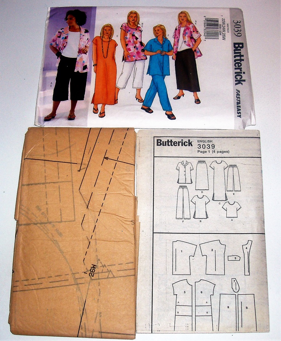 Butterick 3039 Women’s Shirt, Tunic, Dress, Pants & Skirt Pattern 22W–26W