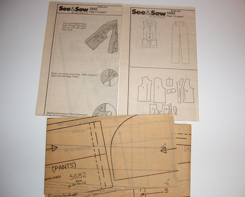 Butterick 5682 Misses/Misses Petite Vest & Pants Sewing Pattern Sizes 8–12 1998