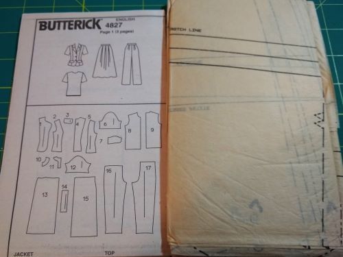 Butterick 4827 Misses Jacket, Top, Skirt & Pants Pattern Sizes XS-M (1997)