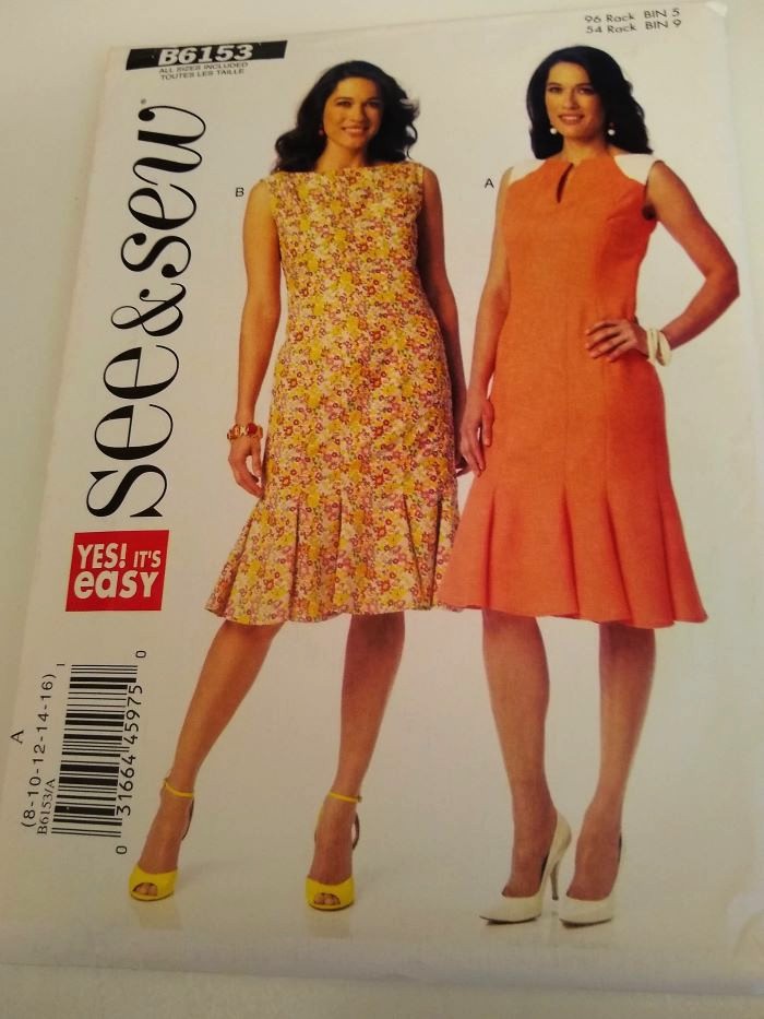 Butterick B6153 See & Sew Easy Sewing Pattern Misses Semi-Fitted Dress Sizes 8–16