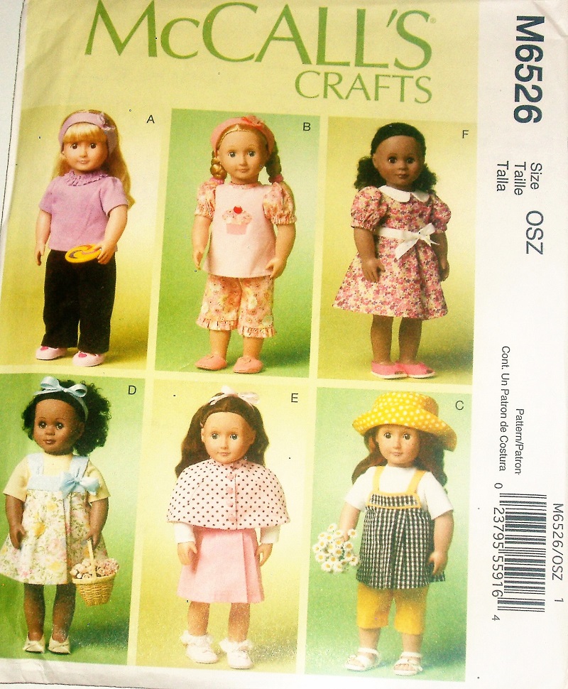 McCall’s M6526 Craft Sewing Pattern for 18" Doll Clothes Six Outfits In One Pattern!