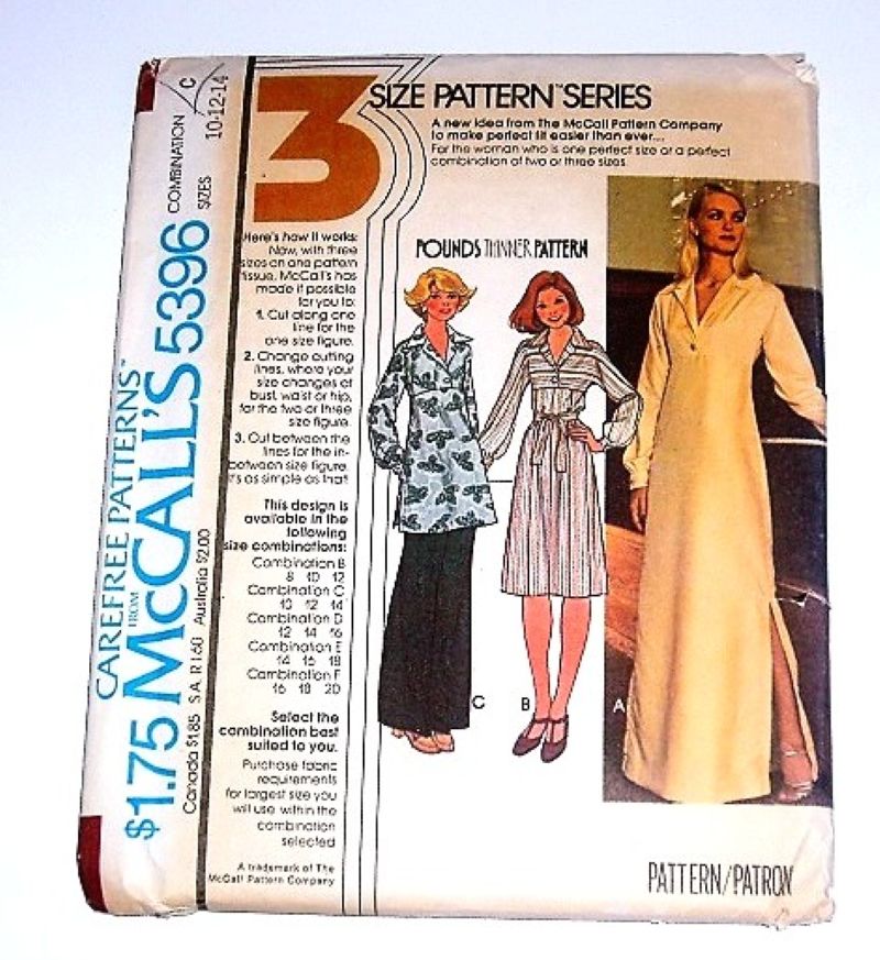McCall’s 5396 Vintage 1976 Sewing Pattern Misses Dress, Tunic & Pants Sizes 10–14 