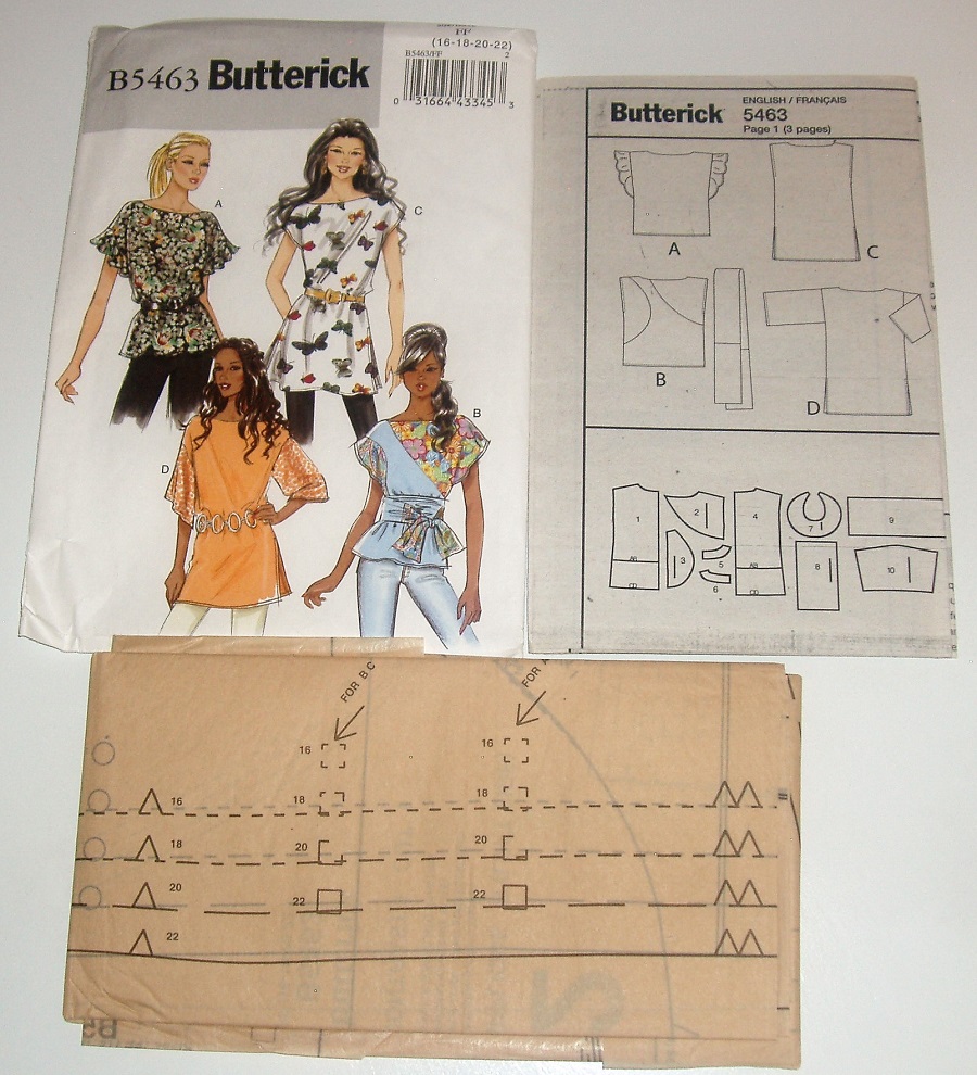 Butterick B5463 Misses Pullover Tops and Tunics with Sleeve Variations Sizes 16 to 22
