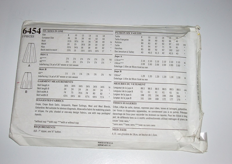 New Look 6454 Sewing Pattern Misses Circle Skirt Sizes 8-18