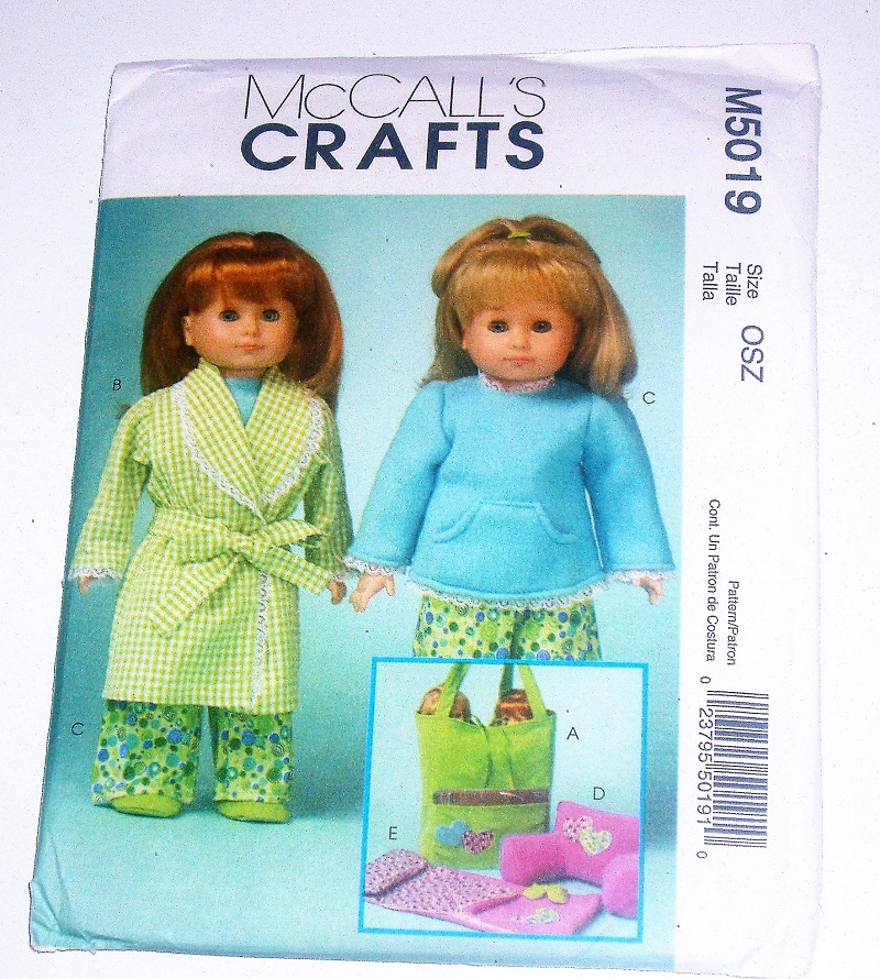 McCall's M5019 Craft Sewing Pattern 18" Doll Clothes/PJs & Robe Sleeping Bag For 18" Dolls