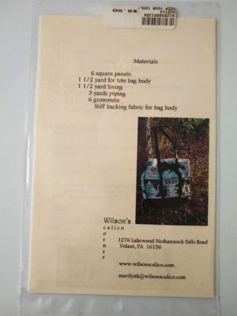 Wilson’s Panel Pocket Tote Bag Sewing Pattern by Marilyn K. Wilson – 2012