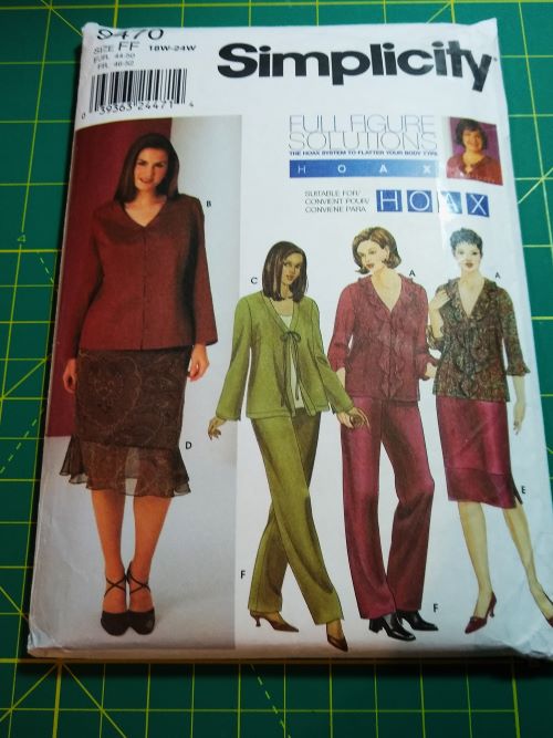 HOAX Simplicity 9470 Sewing Pattern Women's Ruffled Blouse, Skirt, Pants Sz 18W-24W
