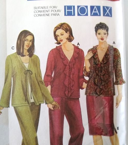 HOAX Simplicity 9470 Sewing Pattern Women's Ruffled Blouse, Skirt, Pants Sz 18W-24W