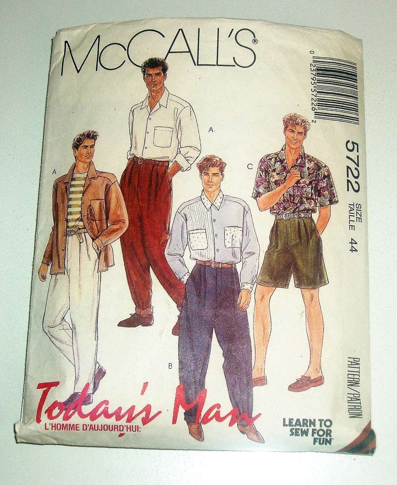 McCalls 5722 Sewing Pattern Men's Shirt Pants Shorts Sz 44" Chest 39" Waist Cut