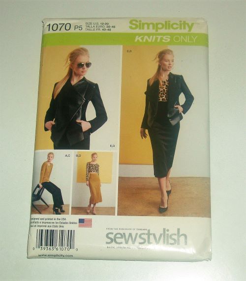 Simplicity 1070 Misses Knit Top Skirt Pants Jacket Sewing Pattern Sizes 12-20