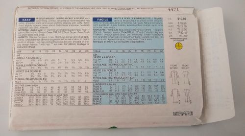 Butterick 4471 Misses Jacket & Dress Sewing Pattern (Sizes 12–16)