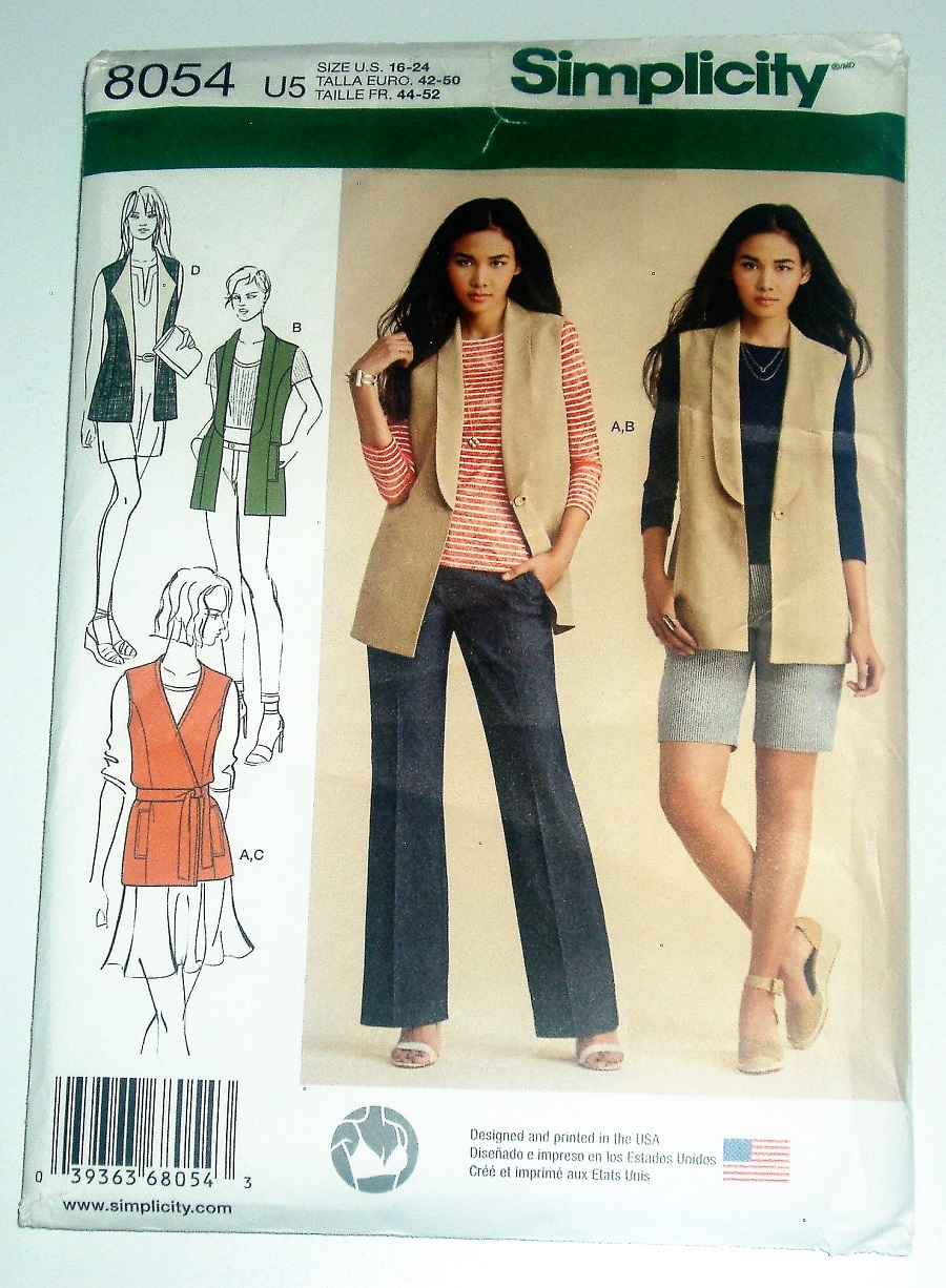 Simplicity 8054 Misses Lined Vest & Pullover Knit Top Sewing Pattern – Sizes 16–24
