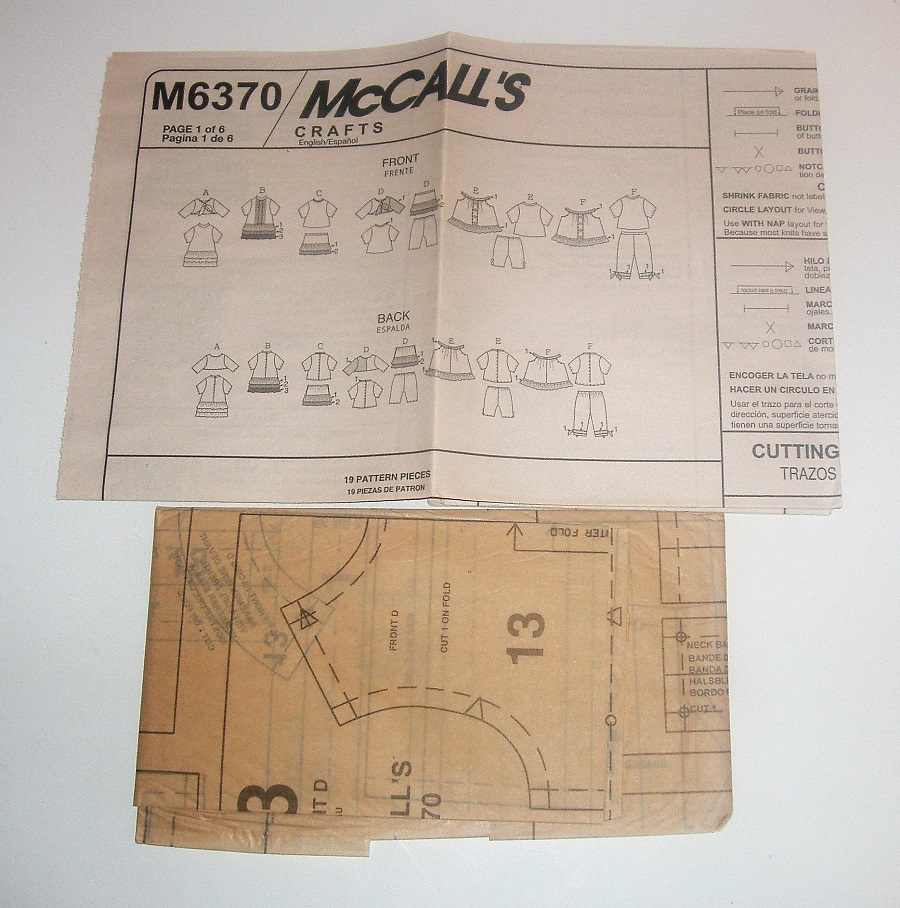 McCall's Crafts M6370 18" Doll Clothes Sewing Pattern 18" Doll Wardrobe