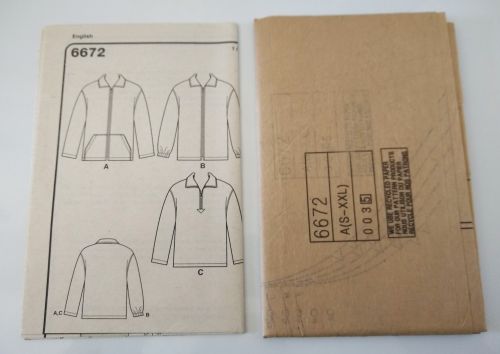 New Look 6672 Sewing Pattern Unisex Zip-Front & Pullover Jackets Sizes S–XXL