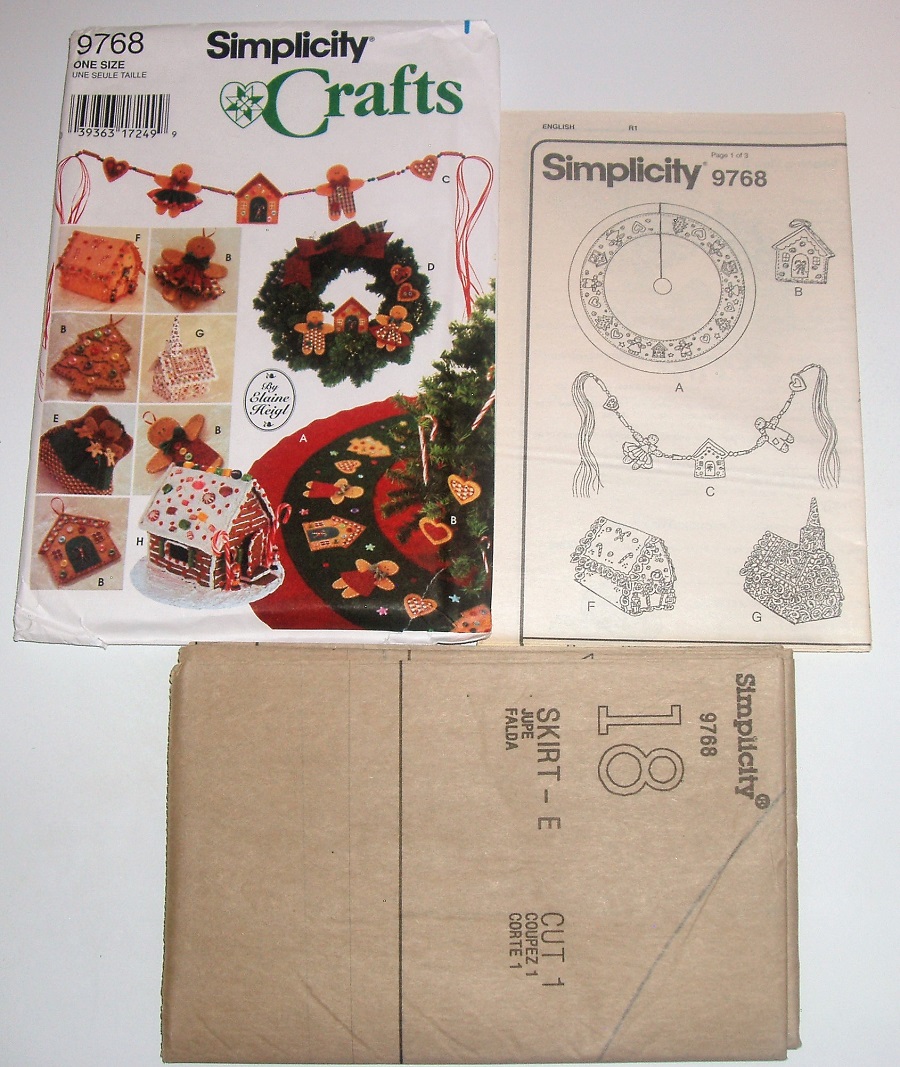 Simplicity 9768 Crafts Sewing Pattern by Elaine Heigl Gingerbread Tree Skirt, Ornaments
