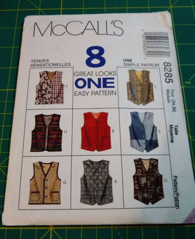 McCall’s 8285 Vintage 1996 Sewing Pattern Unisex Lined Vest Variations Sz Medium 