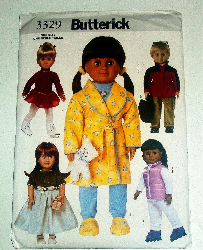 Butterick 3329 18" Doll Clothes Sewing Pattern Pajamas, Dresses, Robe, Skating Outfit & More