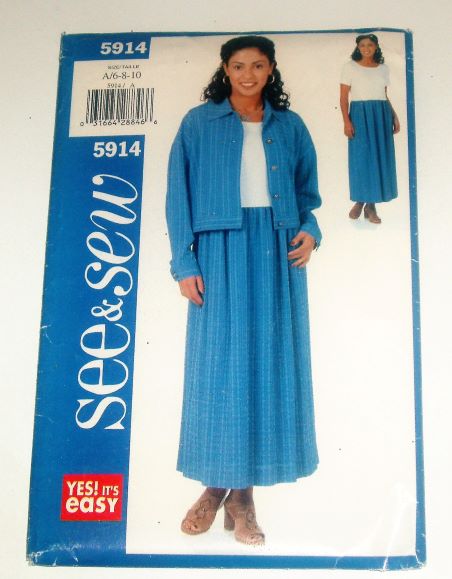 Easy See & Sew Butterick 5914 Sewing Pattern Misses Dress & Jacket Sizes 6–10