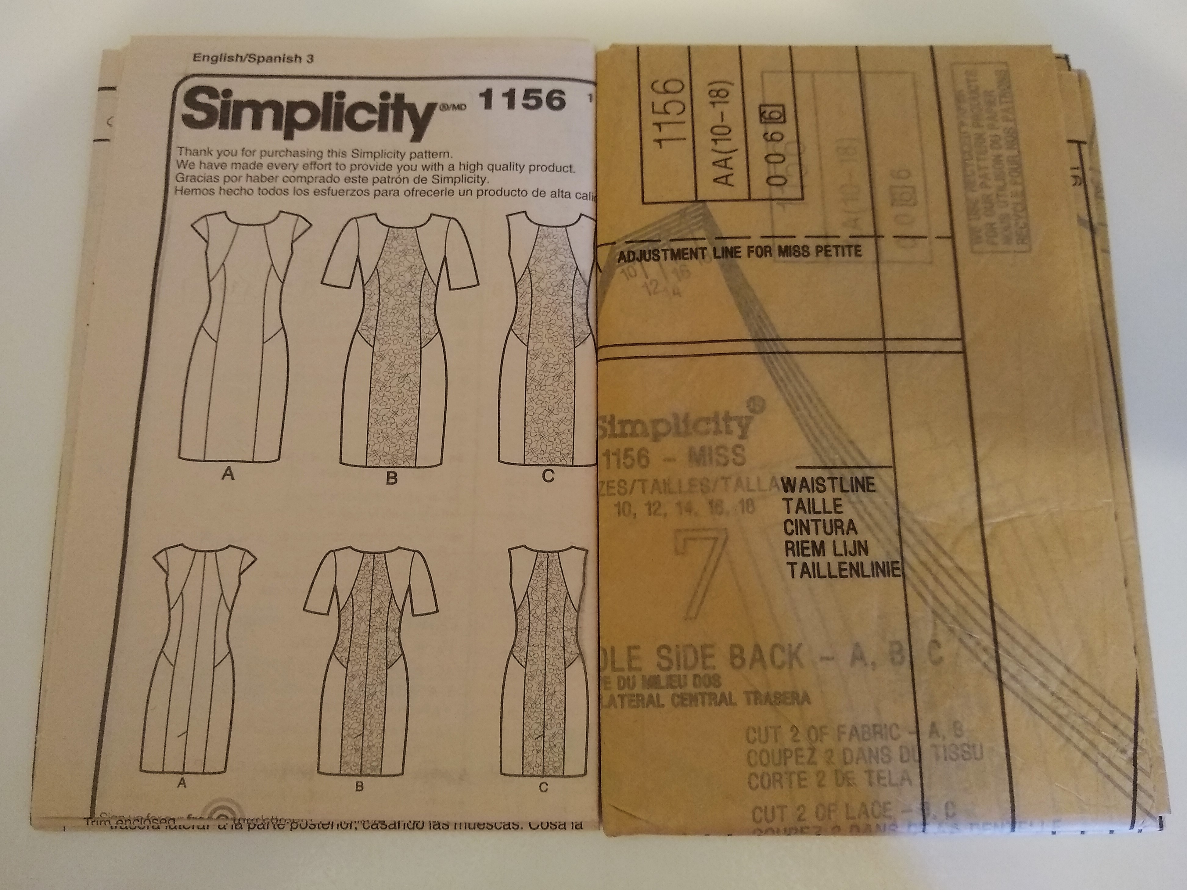 Simplicity 1156 Amazing Fit Sewing Pattern Misses Dress Sizes 10–18