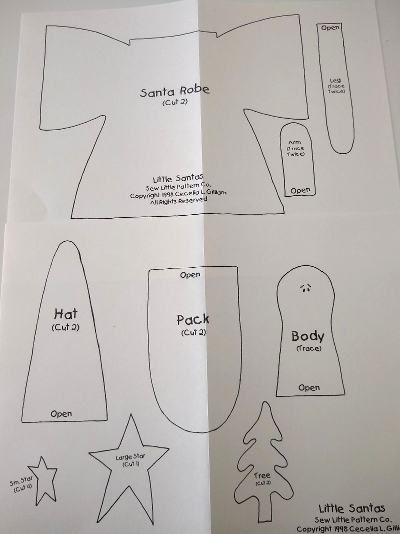 The Briar Rose Collection #157 Little Santas Sewing Pattern – 7" Santa Ornaments – 1998