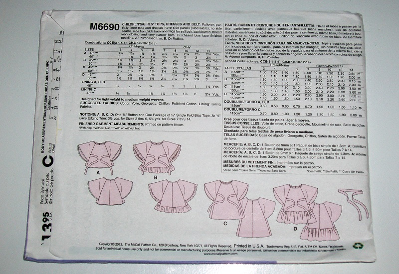 McCall's M6690 Sewing Pattern Girl's Boho Dress Or Tunic Sizes 7-14