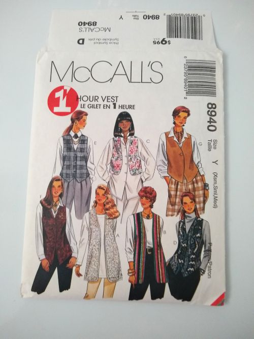 McCall’s 8940 Misses One-Hour Vest Pattern (1997) Sizes XS–M