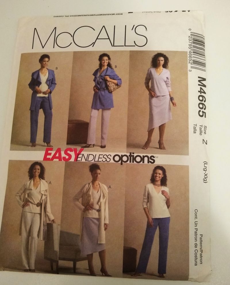 McCall’s M4665 Sewing Pattern – Misses Jacket, Top, Skirt & Pants – Sizes L–XL