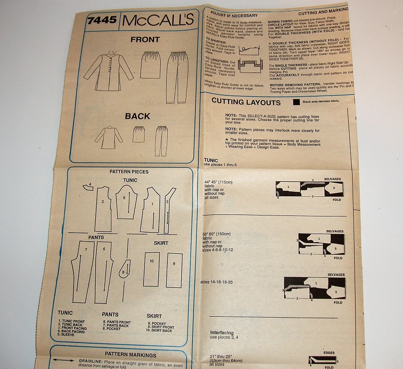 McCall's 7445 Sewing Pattern Misses Wardrobe Essentials Sizes 4-8 